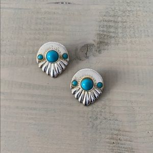 Vintage Turquoise + Silver Southwestern Earrings